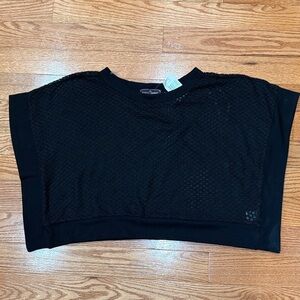 Almost Famous Black Mesh Crop Top - Size Large